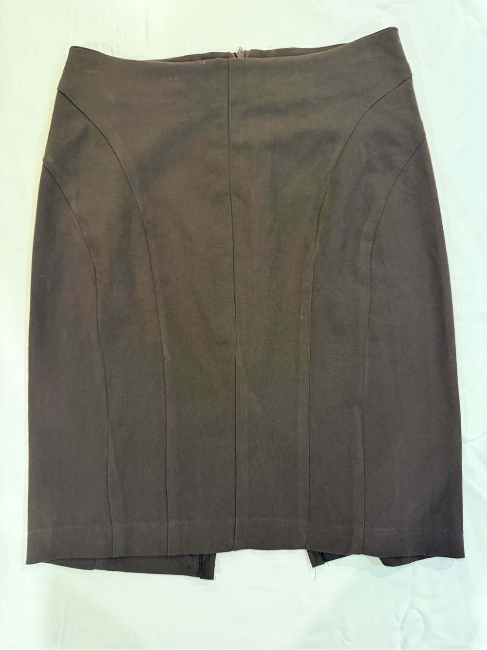 Spring Street Dark Brown Pencil Skirt - Tailored Panel Detail